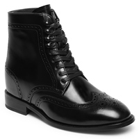 Bottes en cuir à lacets et fermeture éclair, talon haut, marque personnalisée, vente en gros d'usine, bottes pour hommes de haute qualité, rehaussant la taille de 7 cm