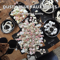 YOPIN-7661 Série DIY Bleu Poussiéreux 83 Types de Fleurs Artificielles d'Hortensia Réalistes Bleu Brume pour Mariage et Saint-Valentin