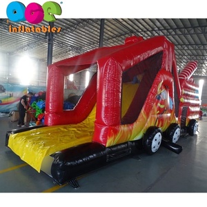 Castillo hinchable comercial para niños, juego divertido para correr, obstáculos con tobogán, combo, camión de bomberos, tema, pista de obstáculos inflable - Product Image 3