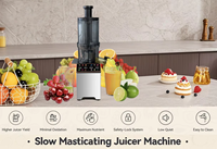 Extracteur de jus lent à pression à froid personnalisé de 5,11 pouces à large ouverture, haute teneur en jus, à mâcher lentement, électrique, 350 ml, pour usage hôtelier