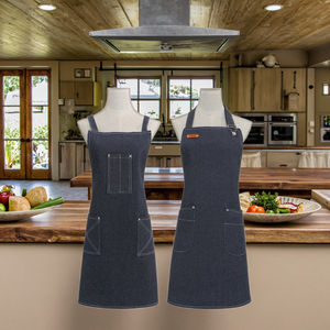 Tablier de <span class=keywords><strong>cuisine</strong></span> en denim pour adulte avec poches, logo personnalisé, polyester, multifonction, pour chef cuisinier à domicile - Product Image 5