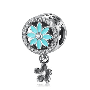 DIY Super encantador esmalte pintado floret colgante S925 pulsera <span class=keywords><strong>de</strong></span> plata esterlina espacio cuentas para el bebé y los niños - Product Image 1