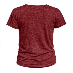 Camiseta de Verano para Mujer, Corte Regular, Tejido de Seda/Algodón, Manga Corta, Cuello en V, Casual, Sexy, Diseño Liso con Logotipo, Anti-Pilling, Venta al Por Mayor - Product Image 3