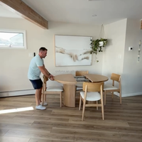 Table à manger ovale extensible en bois massif, moderne, écologique, imperméable, assemblée, multifonctionnelle, pour la maison, le restaurant, les conférences
