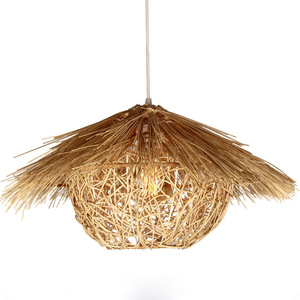 Lustre en rotin, bambou tissé rond, E27, tête simple, style sud-est asiatique, luminaire suspendu pour restaurant, balcon - Product Image 5