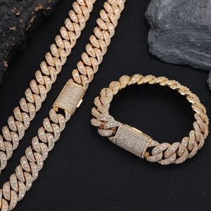 Collana <span class=keywords><strong>Hip</strong></span> <span class=keywords><strong>Hop</strong></span> Bling Iced Out con Catena Cubana a Maglie Larghe 15mm, Zirconi CZ Rotondi e a Baguette 5A, Stile Street Rock <span class=keywords><strong>Rap</strong></span> - Product Image 6