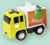 Mini camion à lait avec logo personnalisé Modèle réduit de camion jouet de dessin animé mignon avec autocollant personnalisé en plastique