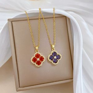 Collares de Moda con Cadenas, Collar con Diamantes Completos en Forma de Flor, Micro Conjunto de Diamantes, Collar con Colgante - Product Image 3