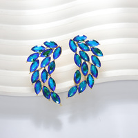 BINSHUO Boucles d'oreilles en strass colorées en forme d'aile personnalisées avec boucles d'oreilles bijoux pour dames en plaqué or