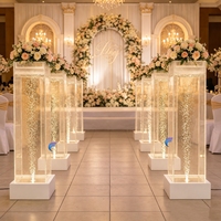 Pilier de bulles lumineux romantique auto-adhésif carré en acrylique écologique pour toile de fond d'allée de mariage et de banquet