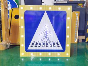 Solar-Powered Radar Speed LED Road Safety <strong>Signal</strong> Board Flashing <strong>Pedestrian</strong> Crossing Sign Aluminum Alloy IP65 Waterproof 24 in - Product Image 3