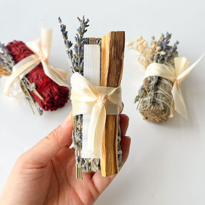 Trắng Sage bó PALO santo Smudging Kit màu xanh Sage Hoa Oải Hương Hoa Smudge Stick rồng máu Sage pha lê phước lành - Product Image 4