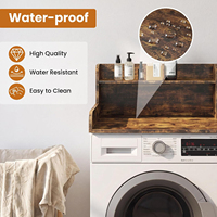 Comptoir de machine à laver et sèche-linge avec étagère, support antidérapant en bois pour machine à laver, organisateur de comptoir de buanderie à 2 niveaux, étagères de rangement