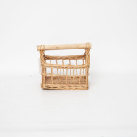 Panier en osier naturel fait main avec poignée en bois, panier de rangement rectangulaire tissé pour la décoration de la maison et l'arrangement floral
