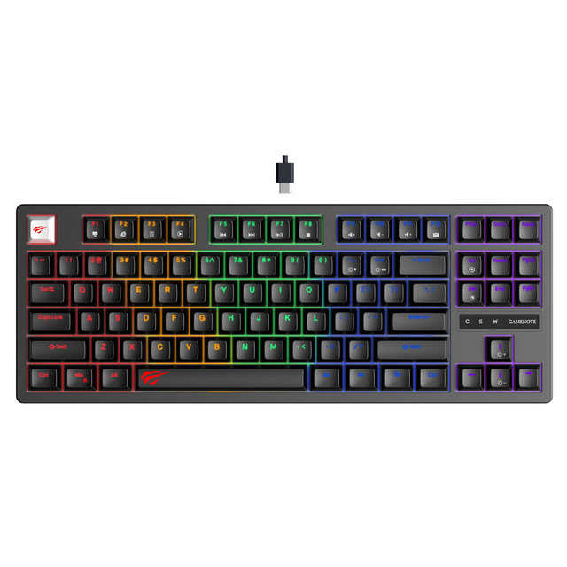 Havit KB892L 87-Keys RGB Backlit USB Wired Mechanical Gaming Keyboard Blue Switch