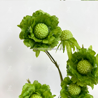 Promise Green Chrysanthemum Faux Fleur à tige unique avec des feuilles de branche entières pour les décorations de Noël à l'école à la maison Fleur en vrac