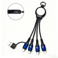 Câble de charge rapide 6 en 1 Pannex écologique certifié CE 16 cm 65 W avec interrupteur tactile marche/arrêt SK7015PD-TA