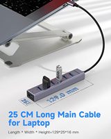 Hub USB-C 7 ports FORIDA avec port d'alimentation en alliage d'aluminium 5V/3A pour MacBook/iPad/Surface Pro/XPS Ordinateurs portables PC (Gris 9,8 pouces) En stock