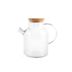 Caraffa in Vetro Borosilicato Trasparente da 1,6 L con Coperchio in Legno per Servire Bevande - Product Image 1
