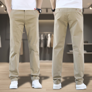 Gran oferta de Pantalones chinos inteligentes de color caqui para hombre, Pantalones chinos corporativos de algodón elástico con cremallera multicolor, fabricante y proveedor - Product Image 3