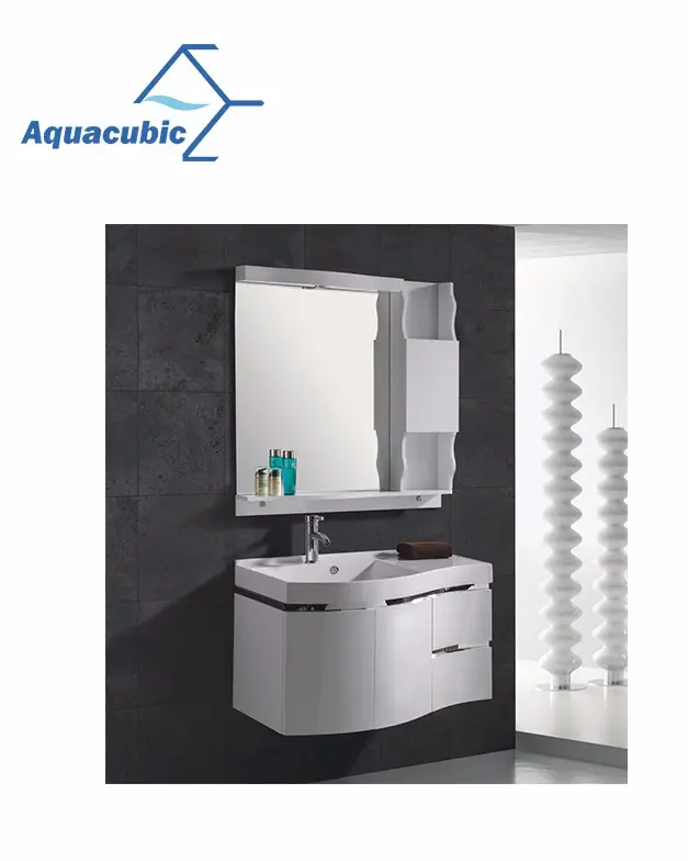 Aquacubique OEM/ODM bassin en céramique meubles blancs salle de bains vanité armoires ensemble