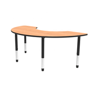 Meubles scolaires en gros d'usine, table d'activités pour enfants en bois en forme de rein, réglable en hauteur, table et chaise pour élèves