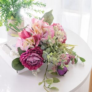 Bouquet de fleurs artificielles Suya Lulian, violet clair, en tissu tissé plastique, décoration de mariage, artisanat de style Ins - Product Image 1
