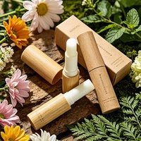 Venta al por mayor OEM ODM Envase vacío para bálsamo labial 4ml 4g Ecológico Delgado de Bambú con Tapa de Rosca para Brillo Labial Cosmético