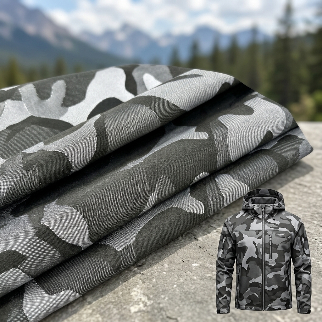 Yarn Dyed 100% Polyester Jacquard Camouflage Woven Fabric 160GSM Waterproof Woven Textile for Boys & Girls Outdoor Jackets