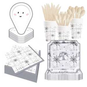 DAMAI Halloween Party Supplies Halloween Paper Plates Cups Napkins Party Disposable Tableware Set Birthday Favor for 8 Guests - Product Image 5