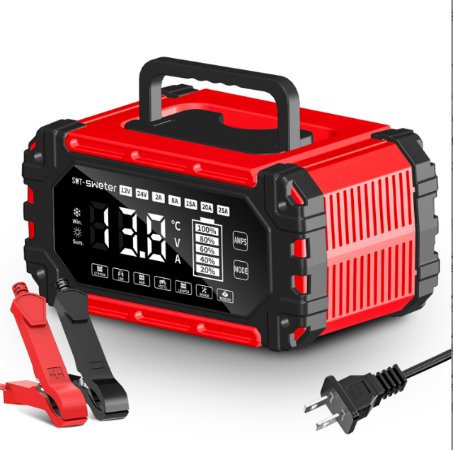 0-25A 12V 24V LiFePO4 Battery Charger for Lithium Lead Acid AGM RV Marine Boat Deep Cycle Batteries Pulse Repair Smart Car