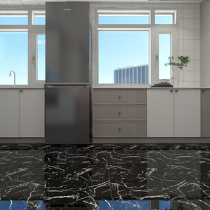 Carrelage en porcelaine de luxe 60x60, aspect marbre noir brillant, pour sols et murs intérieurs, salle de bain, décoratif - Product Image 4