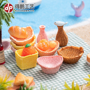 Miniature Resin Bamboo Baskets <b>Vases</b> Decorative Home Desktop Accessories Handmade Rustic Style D1896 - Product Image 2