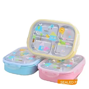 Square stainless steel lunch box food grade lunch box Children's 304 lunch box