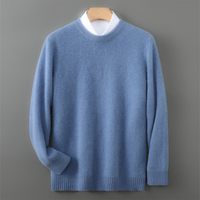 Pull en laine pure à 100 % pour homme, automne-hiver, col rond haut de gamme, tricoté, logo personnalisé, OEM/ODM disponible