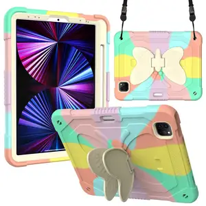 Butterfly Kickstand Rainbow Colorido Butterfly Tablet Case Para pad Air 4 10.9 Inch Case Caso à prova de choque para crianças