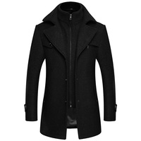 Manteau long chaud grande taille coupe-vent pour homme, pardessus en laine décontracté, trench-coat élégant, manteau d'hiver pour homme à double col