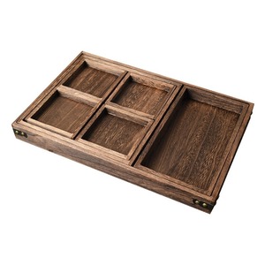 Solid Wood Multi Compartment <b>Tea</b> <b>Tray</b> With Dividers For Home Use Serving <b>Trays</b> - Product Image 1