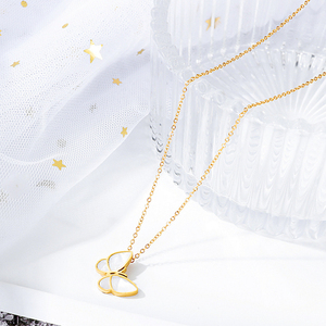 Non Tarnish 18k Gold Plated Stainless Steel Jewelry Fashion <strong>Mother</strong> of Pearl White Butterfly Pendant Necklaces for Women Girls - Product Image 6