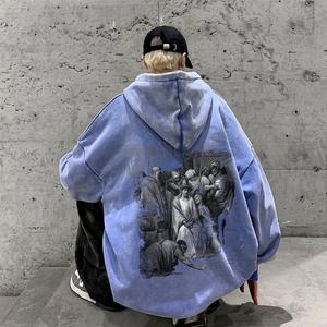 Cotton Washed Vintage Round Neck <b>Sweatshirt</b> for <b>Men</b> in Spring and Autumn, American Style Long Sleeved, 450 Pound Pure Cotton - Product Image 4