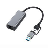Adaptador de Red USB 3.0 Tipo-C a Gigabit RJ45 de 1000 Mbps sin Controlador para Computadora Portátil y Teléfono Móvil a Ethernet