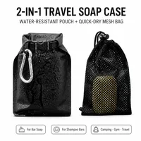 Étui 2-en-1 pour savons et shampoings solides de voyage, sac en maille imperméable à séchage rapide, anti-fuite pour camping, gym, douche