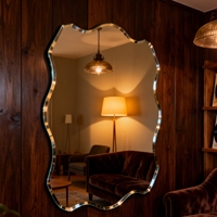 Miroir décoratif mural sans cadre irrégulier en acier inoxydable, finition PVD, pour mariage et décoration murale intérieure