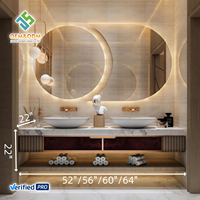 Ensemble de meubles de salle de bain en bois massif OEM 2026 avec coiffeuse, miroir LED intelligent éclairé, évier mobile à drain en cuivre - Design moderne