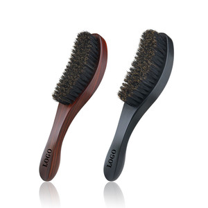 <span class=keywords><strong>Brosse</strong></span> à <span class=keywords><strong>barbe</strong></span> pour homme en bois incurvée avec logo personnalisé, poils de <span class=keywords><strong>sanglier</strong></span> et nylon mélangés, douce, moyenne et dure, pour démêler les cheveux - Product Image 1