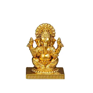 Golden Resin Indian Ganesh Sculpture Home Decor Canvas Ganesh Mandap Decoration Hindu God Ganesh