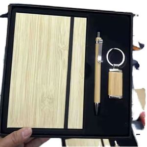 Bamboo <b>Notebook</b> Gift <b>Set</b> with Luxurious and Diverse Wooden Die-cutting Printing, Customizable LOGO - Product Image 1