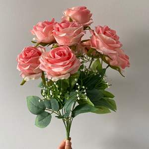 Usine Prix <span class=keywords><strong>De</strong></span> Gros Artificielle Rouge Soie Rose <span class=keywords><strong>Bouquet</strong></span> <span class=keywords><strong>De</strong></span> Mariage Faux Fleur Décoration Fleur - Product Image 5