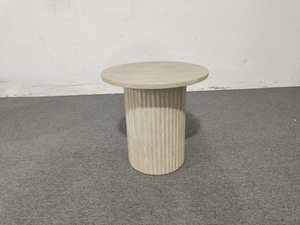 Modern Minimalist Style <strong>Circular</strong> Wooden Vertical Stripe Base Living Room <strong>Coffee</strong> <strong>Table</strong> - Product Image 5