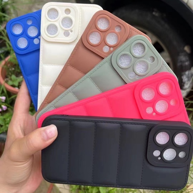 TPU Puffer Fabric Shape Down Cover Soft Touch Fashion Down Jacket Thickened Anti Fall Phone Case for iphone 14 13 15 16 Pro Max